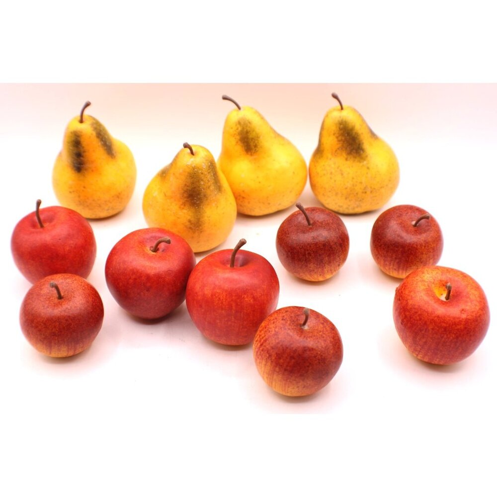 Artificial Faux Fruit 4 Pears 8 Apples Realistic Home Dining Decoration Props